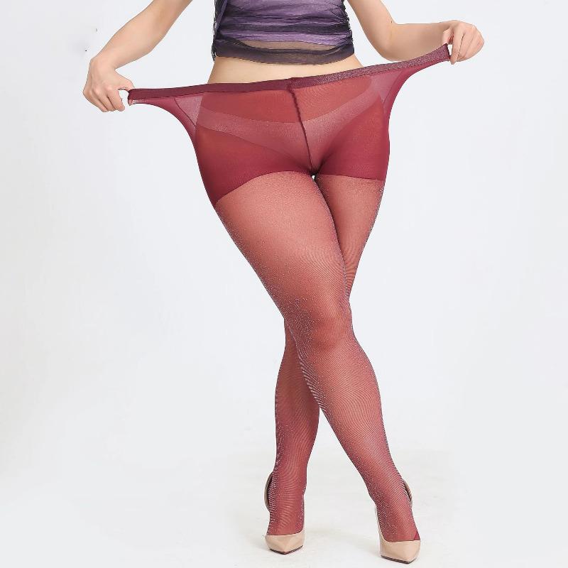 Extra Large Bright Tights For Women Sexy Shiny High-Waist Pantyhose Female For 50-150Kg Long Socks Solid Color Summer Stockings