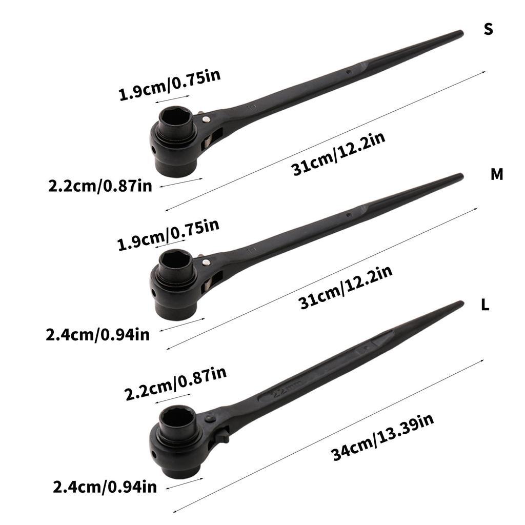 Heavy Duty Podger Ratchet Wrench Spanner with Double Openings for Professional Repair Needs Scaffolding and Repair Work