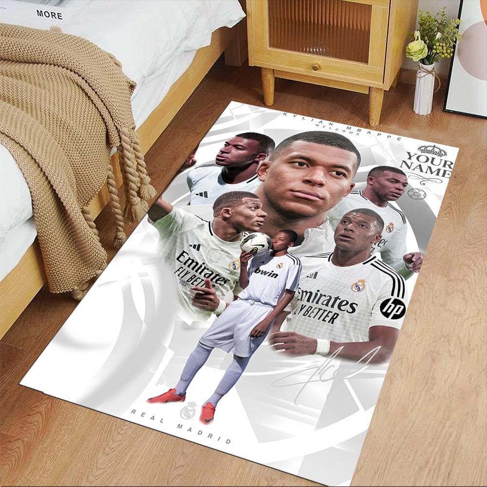 Mbappé Customized Name Floor Rug Office Rug Design for Outdoor Kitchen Balcony Playrooms Antislip Carpet Decorate Offices Birthday/Christmas Gift