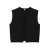 VEZFAA Women's Fashion Casual Summer Spring Solid Color Print Sleeveless O-Neck Sweaters