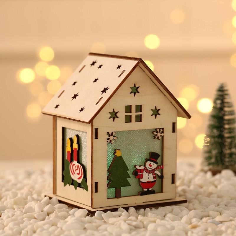 Glowing Wooden Christmas House Ornament DIY Kit for Kids