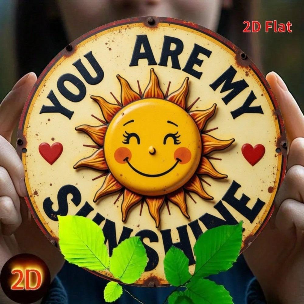 Vintage Round Iron Wall Art You Are My Sunshine Metal Sign Rustic Home Decor Gift