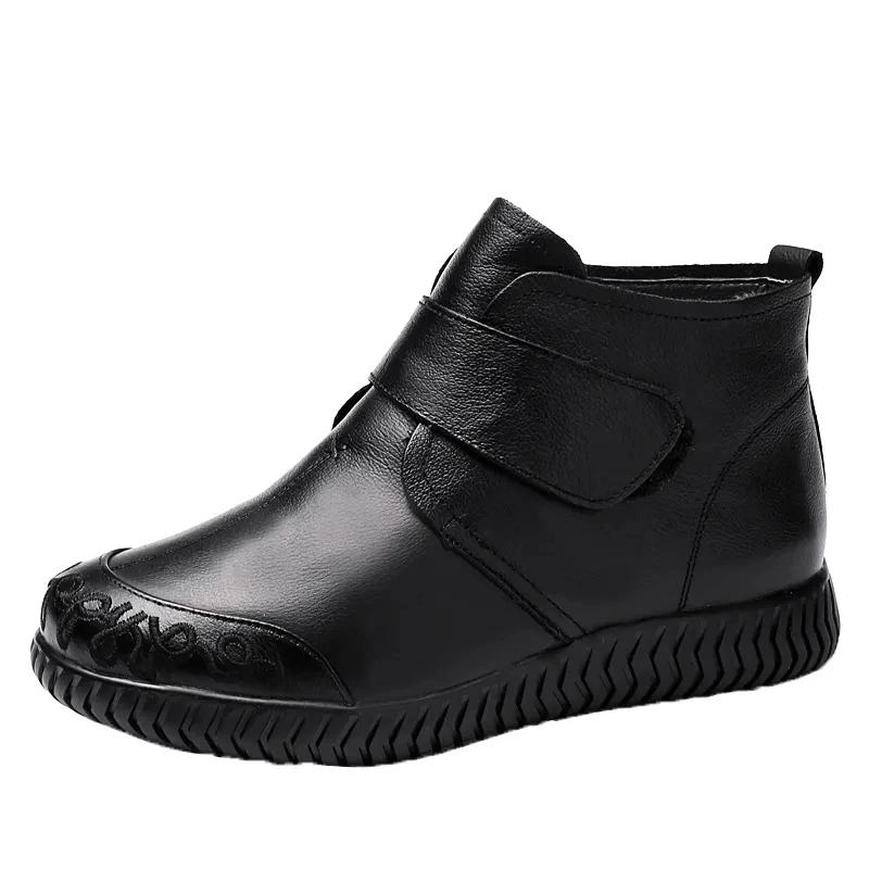 Fashion Comemore 2025 New Women's Leather Ankle Furry Boots Thick Bottom Plush Shoes Women Winter Warm Fur Boot Female Fashion Footwear