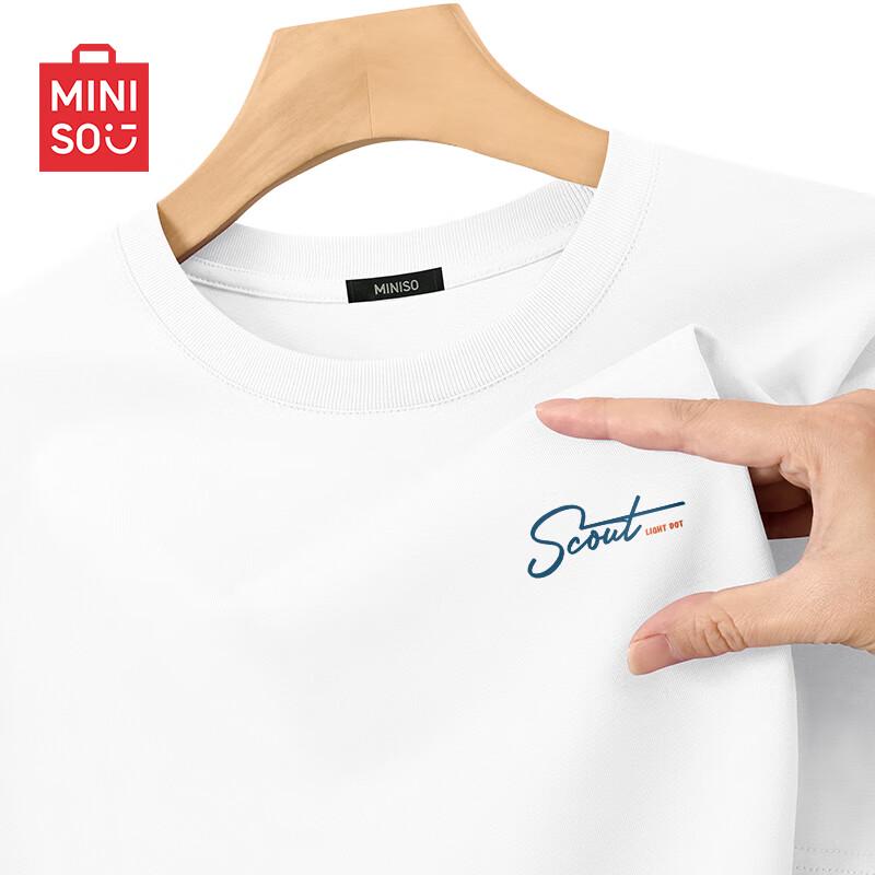 MINISO Men s American Casual Loose Fit Round Neck Cotton T-Shirt XL