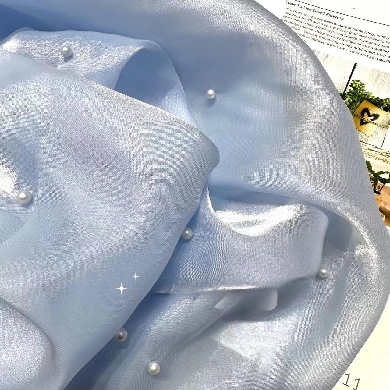 

1 ярд жемчужной органзы ткани для вышивки платьев детских юбок свадебных шитья своими руками марлевая ткань глянцевая тонкая гладкая 1Yard синий