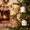 Hand Painted Graffiti Boxes 10PCS House Shaped Candy with Lanyard, DIY Decorative Cardboard Hollow Window Gift Treat Containers, Small Item Packaging