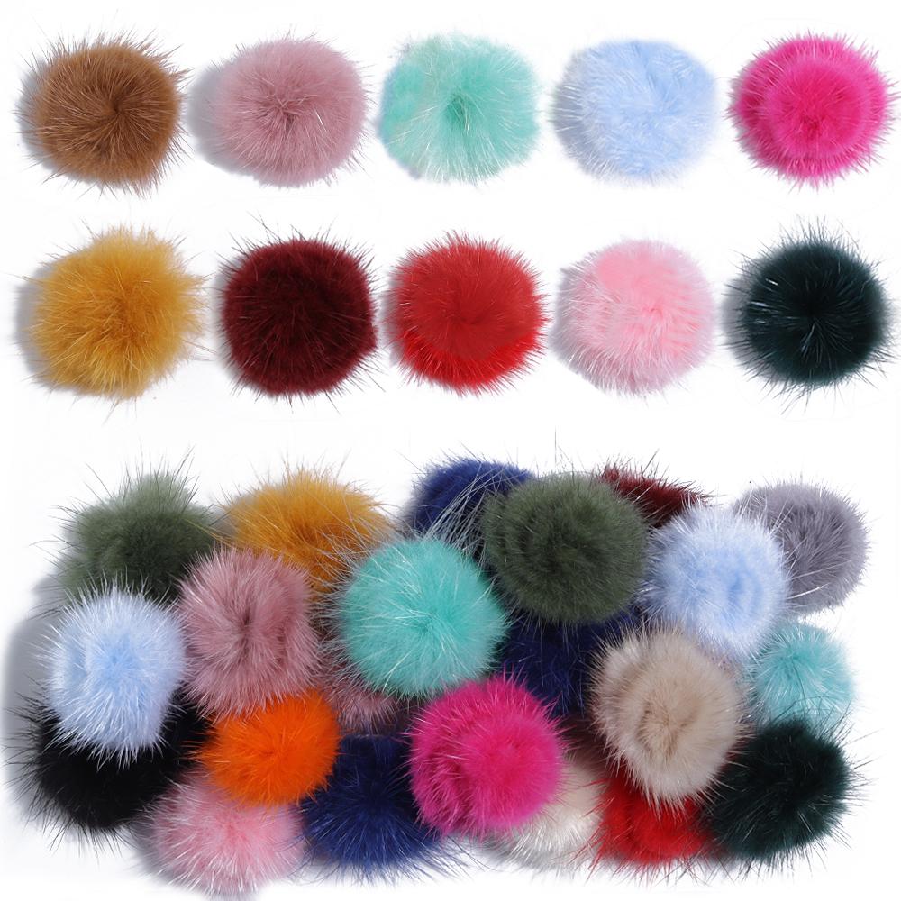 10pcs 3cm Faux Mink Fur Pompom Colorful Fur Pom Poms Balls For DIY Handmade Clothing Sewing Headwear Earrings Decor Accessories