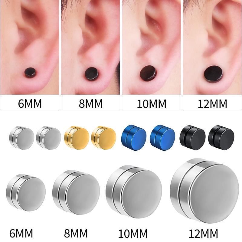 6mm/8mm/10mm/12mm Cerchio Rotondo Senza Foratura Forte Magnete Magnetico Orecchino a Clip da Uomo Orecchini Senza Foratura Orecchini Finti Gioielli