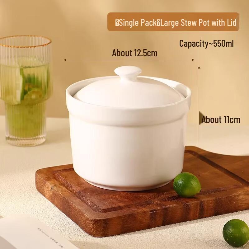 OIMG 550ml Ceramic Stew Pots with Lids, Set of 3