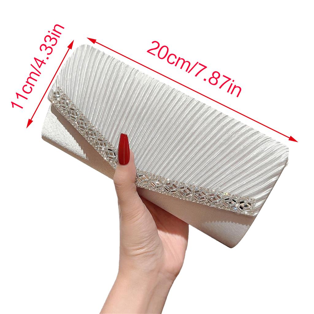 Fashion Women Pleated Evening Bag Party Banquet Bag for Ladies Wedding Clutches Handbag Shoulder Bag Chain Bags