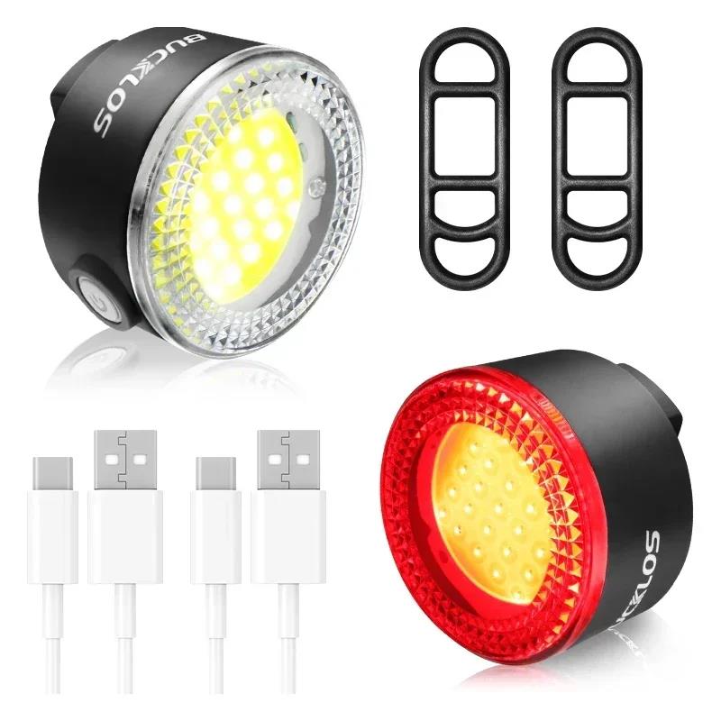 BUCKLOS Bike Light COB Front Rear Bicycle Lights LED Rechargeable Mountain Road Bicycle Lamp MTB Tail Light Cycling Flashlight 5