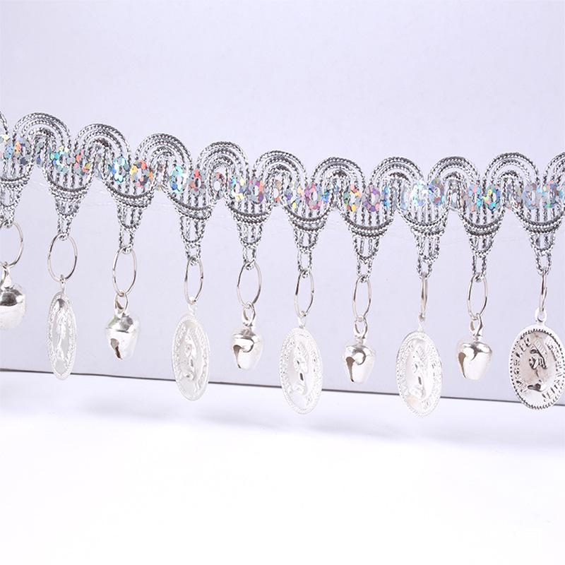 

15 ярдов разноцветных блесток кисточка кружево колокольчик кулон бахрома отделка лента танцевальные платья для выступлений декор аксессуары для шитья своими руками 15 Yard