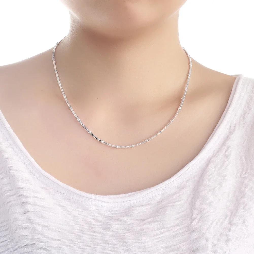 925 Sterling Silver Simple Snake Chain Necklace Bracelet Set Fashion Men's Women's Charm Jewelry Gift