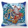 Šťastný Nový Rok 2023 Vánoční ozdoba Santa Elk Sofa Dekorativní povlak na polštář 45x45cm