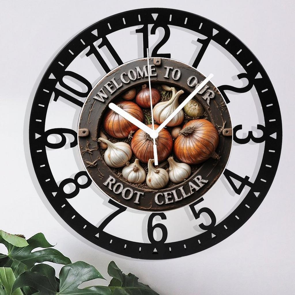 Farmhouse 25cm Circular Iron Wall Clock with Natural Finish
