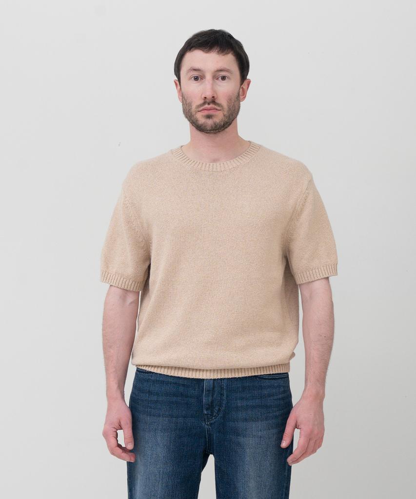MANNERGRAM Upw Washable Cotton Round Short Sleeve Knit Light Beige