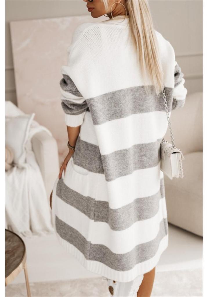 Women's 2025 Color Block Loose Knit Cardigan Sweater