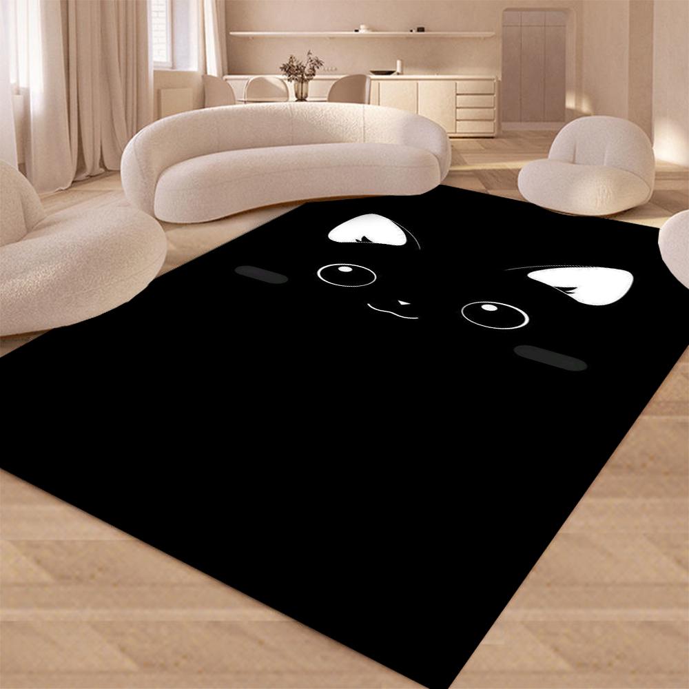 Cute Black Cat Carpet Living Room Decorative Bedside Bedroom Children's Crawling Mat Carpet Floor Mat Bedside Rugs Gift