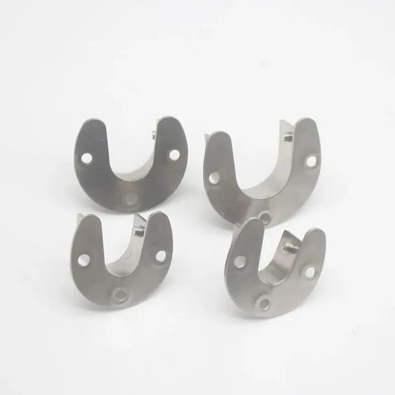 2PCS/Lot Wardrobe Bracket Heavy Duty Stainless Steel Rod Socket Flange Holder Closet End Support 19/22/25/32mm, U shaped