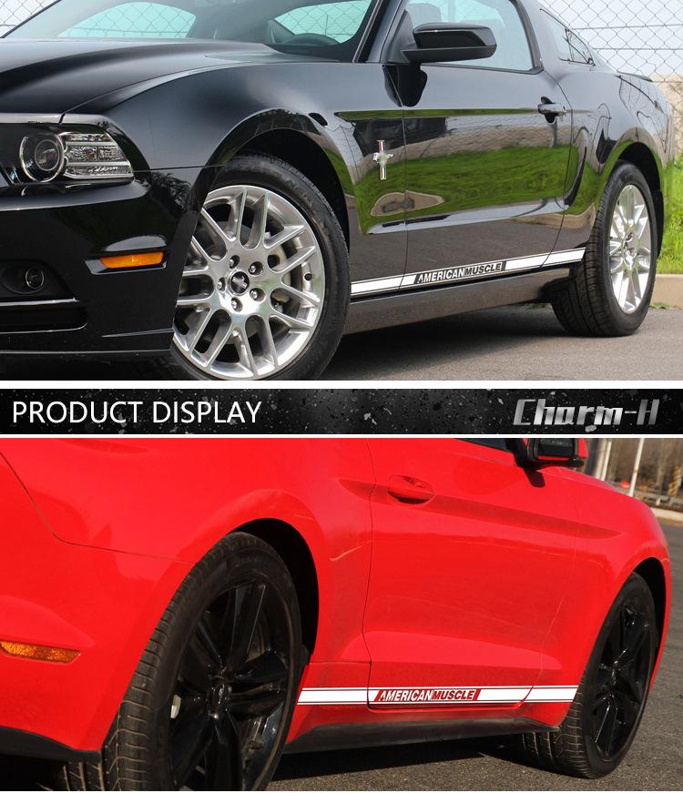 Ford Mustang Racing Stripes & Side Skirt Stickers for Car Modification