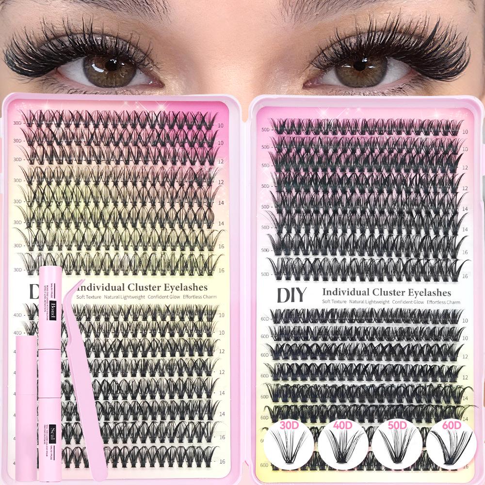European Eyelash Book Set - 40D/60D/80D Segment Clusters, DIY Dense Curl, 32 Rows, Large Capacity