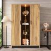 Display Cabinet 95 X 35 X 160 Cm, File Cabinet with LED Lighting, Multipurpose Cabinet with Doors, Storage Cabinet Made of Wood-Based Material