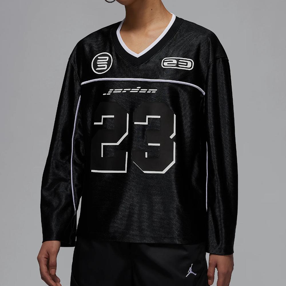 Jordan Wj Ls Jersey V-Neck Pullover Long Sleeve T-Shirt Women Tops Black HF9460-010