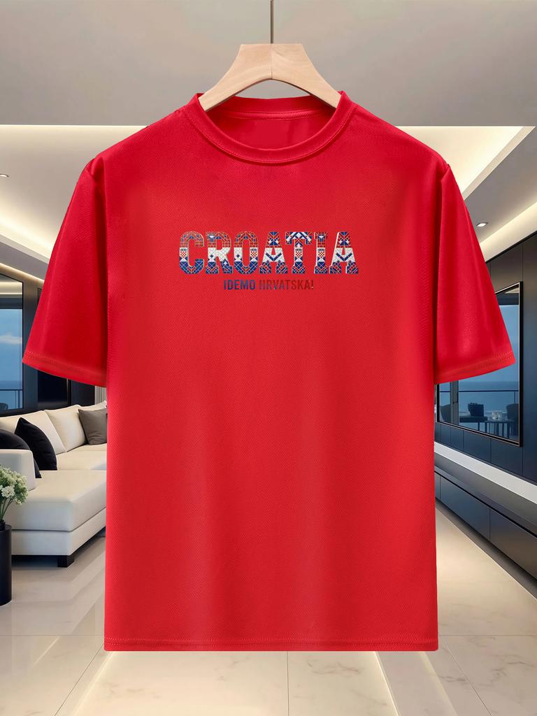 Unisexs Summer Roundneck Shortsleeve Casual Sportswear National English Theme Series Printed Tshirt Croatia