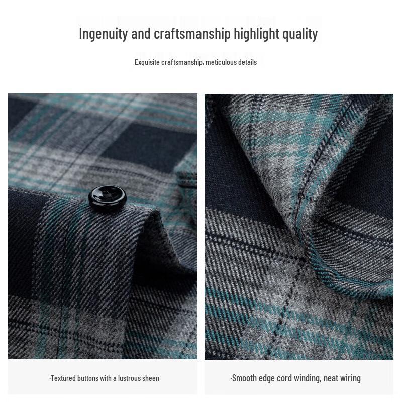Romon Men's All-Cotton Plaid Flannel Long-Sleeve Shirt