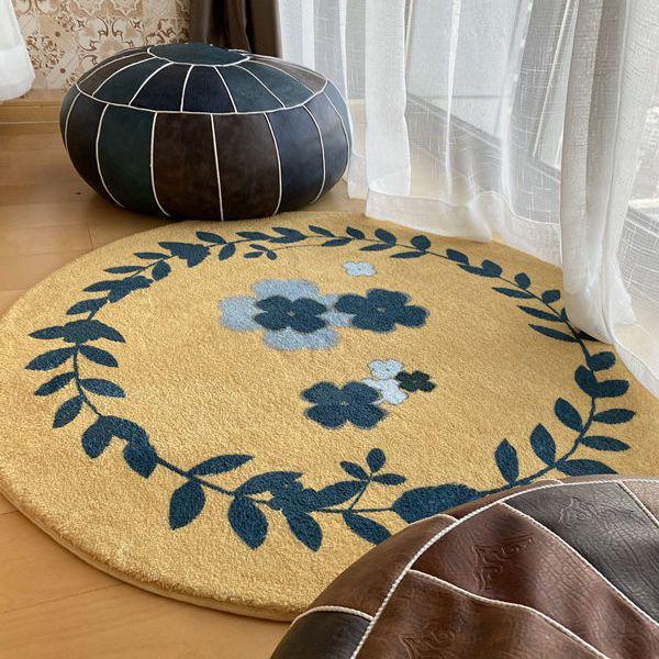 Retro Round Carpet Thickened Bedroom Bedside Carpet Computer Chair Dirt Resistant Cartoon Washable
