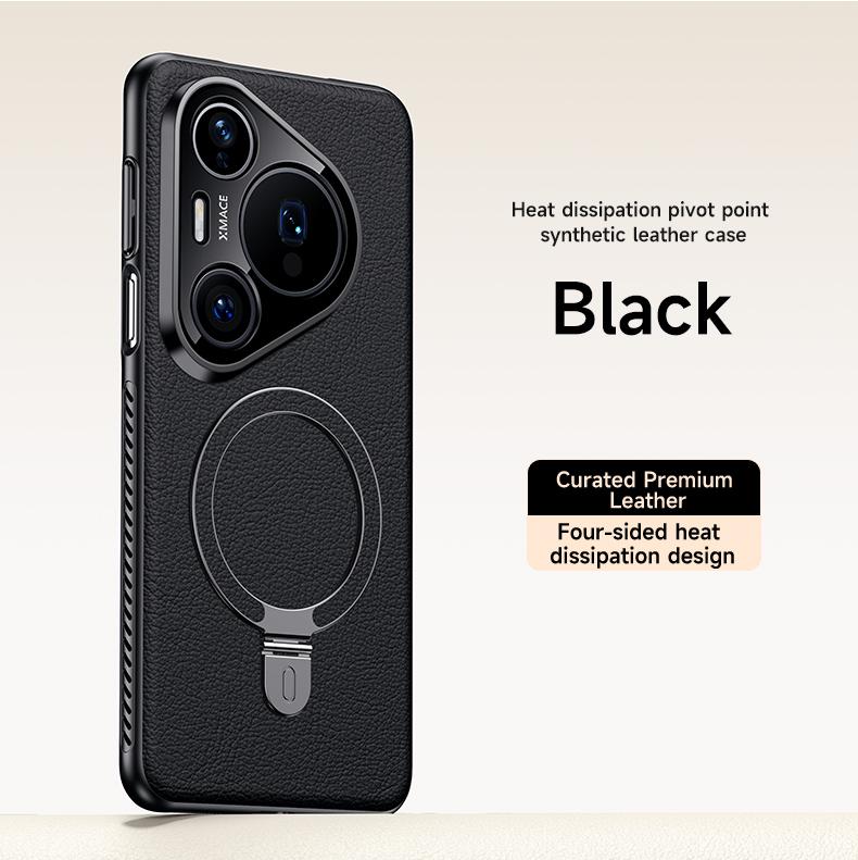Heat Disspation 360 Rotatable Metal Stand Case For Huawei Pura 70 Ultra 80 Pro+ Plus Vegan Leather Cover Eco-Friendly Shell