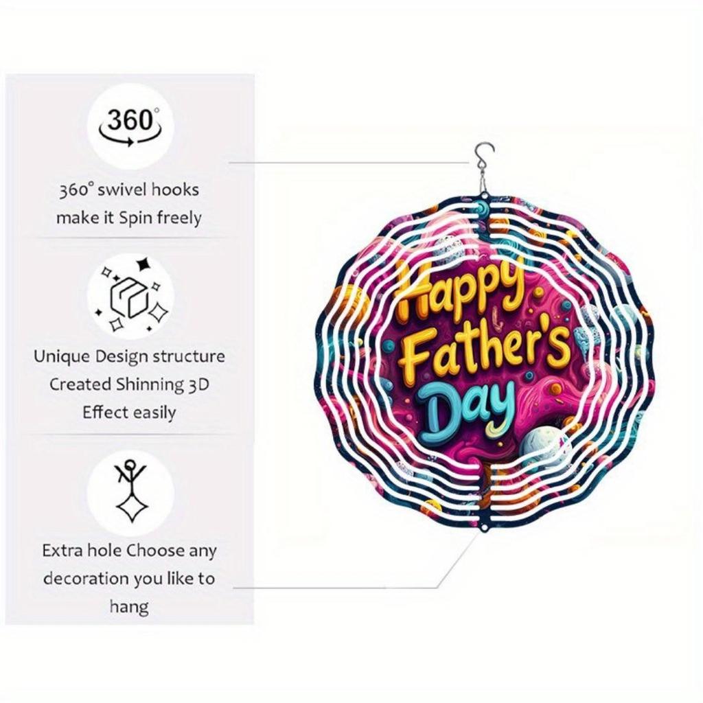 1 Stück Mandala-Windspiel mit Vatertagsthema - Hängende Metalldekoration mit lebhaften Farben, Ganzjahres-Garten- und Innendekoration