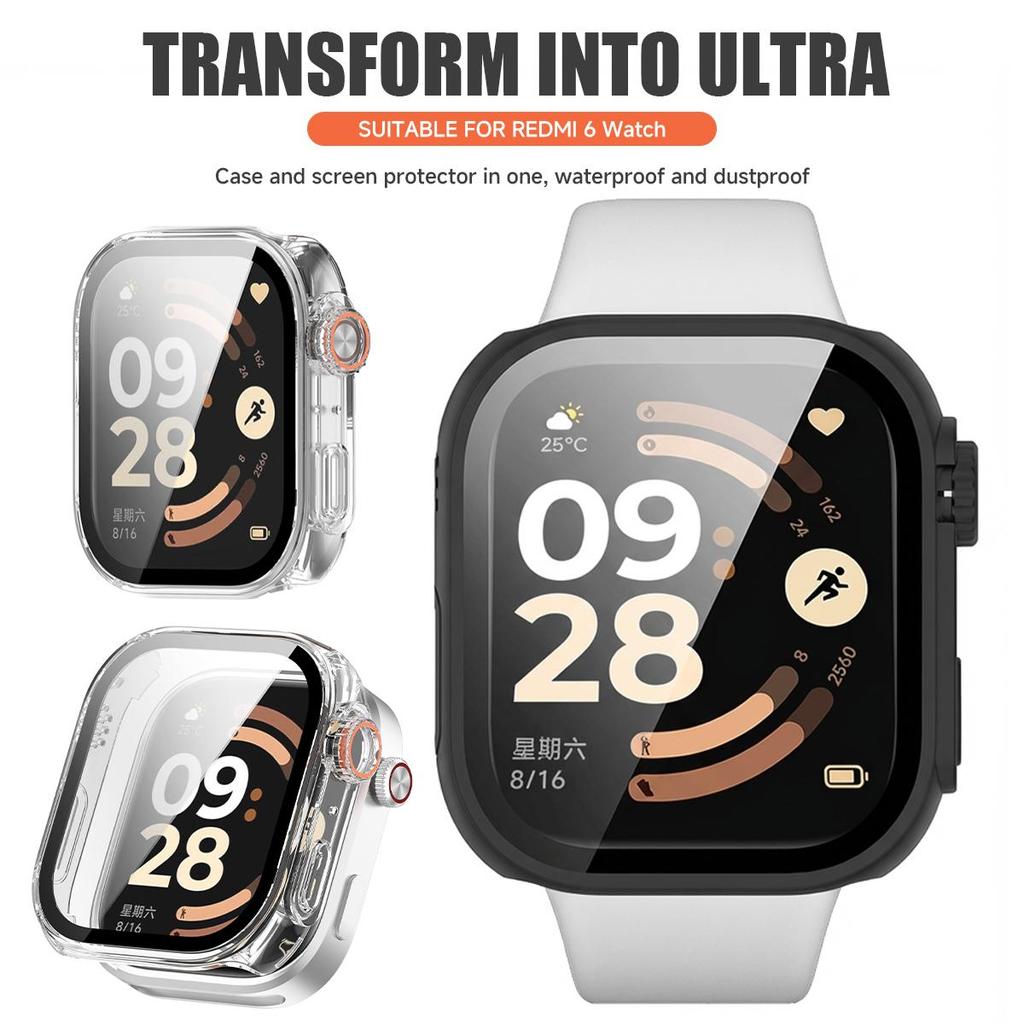 PC Case + Glass for Xiaomi Redmi Watch 6 Screen Protector Anti-scratch Film Bumper Protective Cover for Redmi Watch 6 Accessories