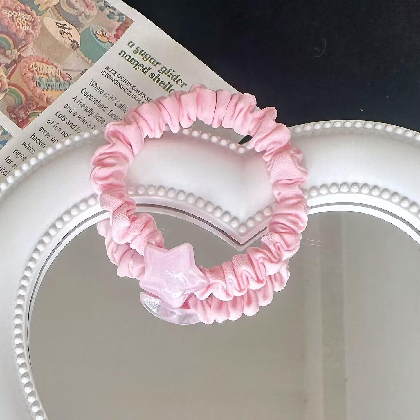 

Синий Розовый Звезды Тонкий Кишечник Лента Пружина Новый Милый Сладкий Ветер Девушка Завязка Веревка для Волос