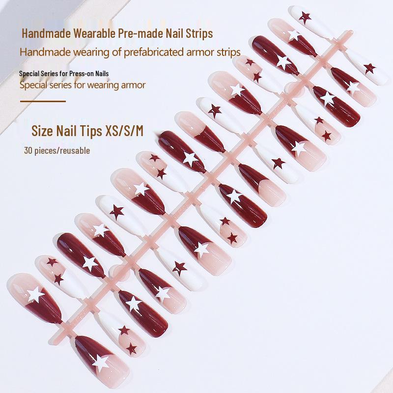 

Trendy Star French Nail Tips: Pre-Made Wearable Fake Nails