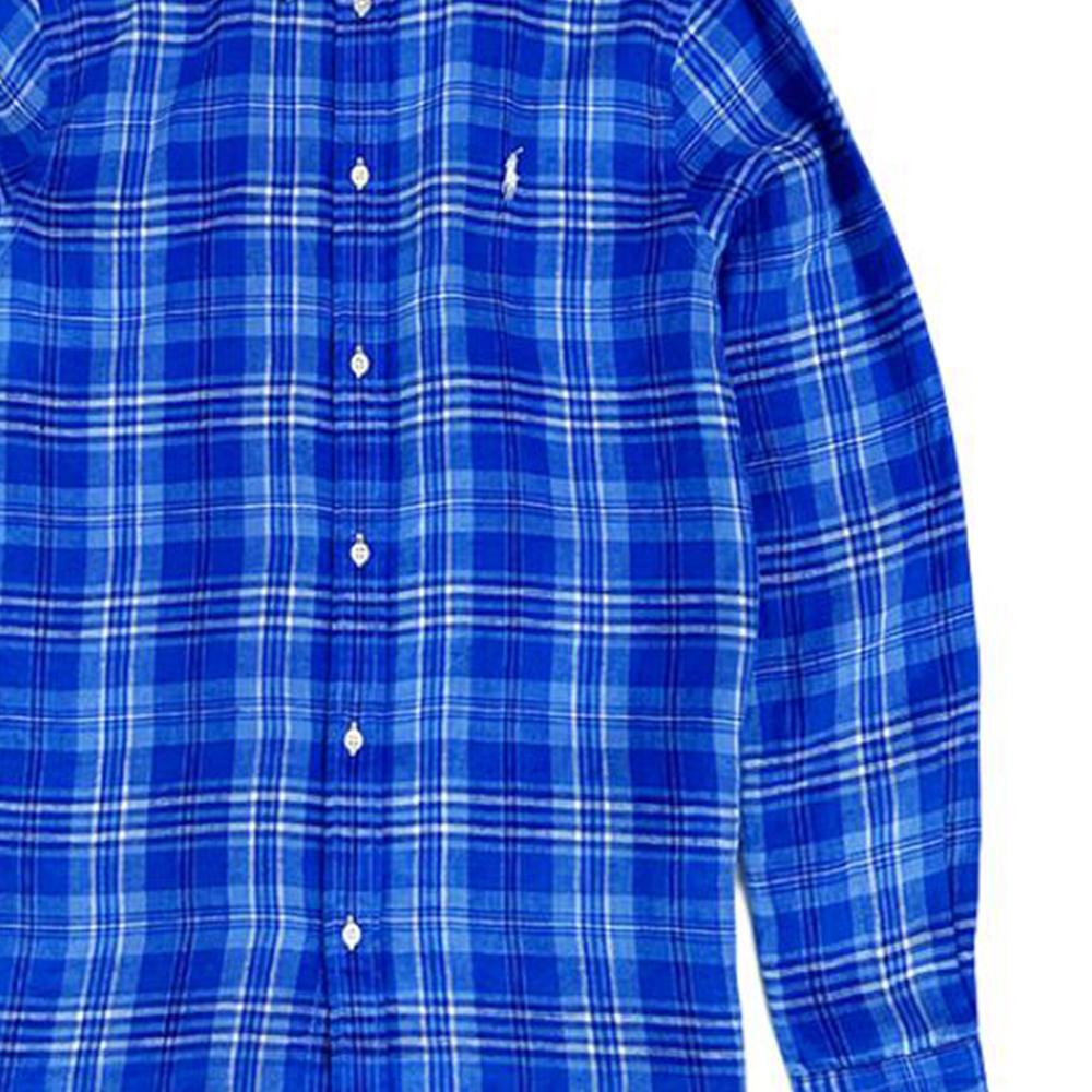 Polo Ralph Lauren Plaid Print Button-Down Long Sleeve Shirt Women Shirts Blue 211794821002