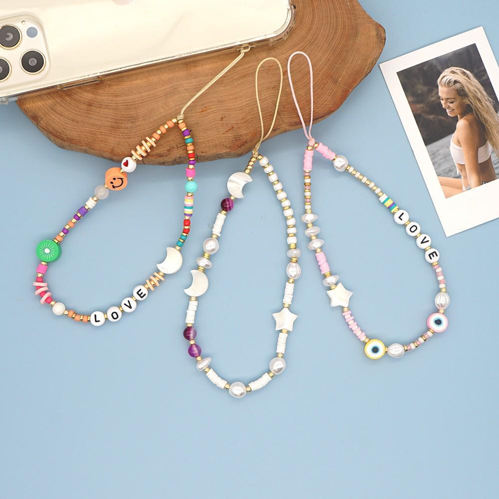 KKBEAD Irregular Pearl & Polymer Bead Phone Lanyard Women’s Jewelry