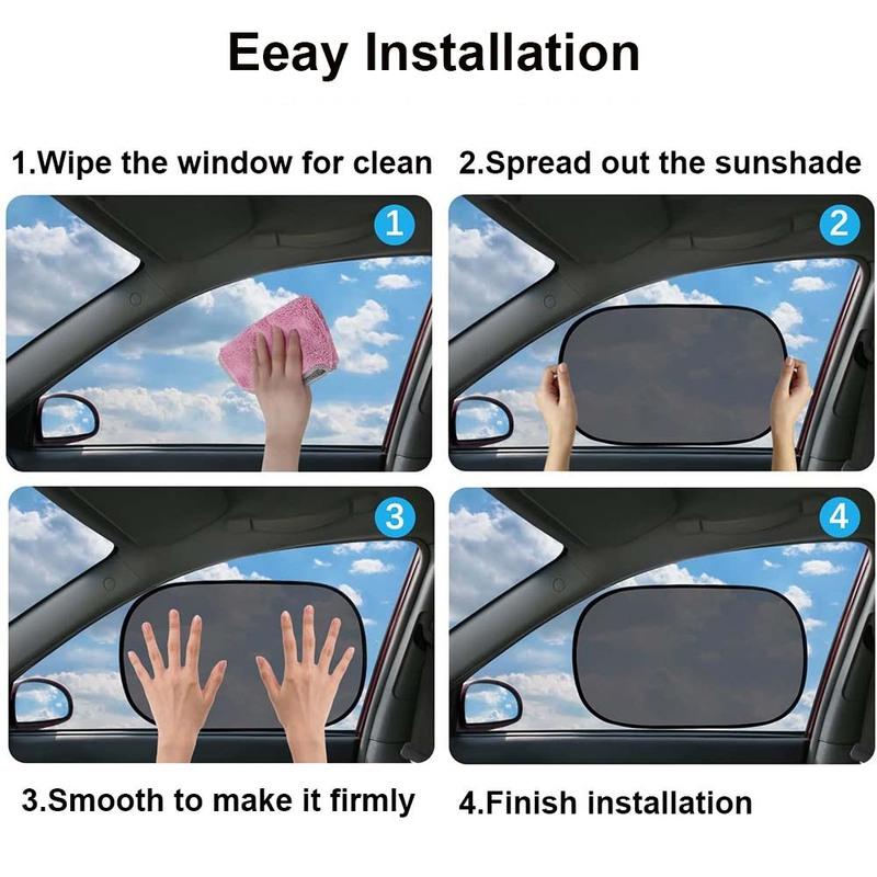 Car Window Shades Sunshade For Car Side Windows Static Film 4Pcs 20"x12" Blocks UV Rays