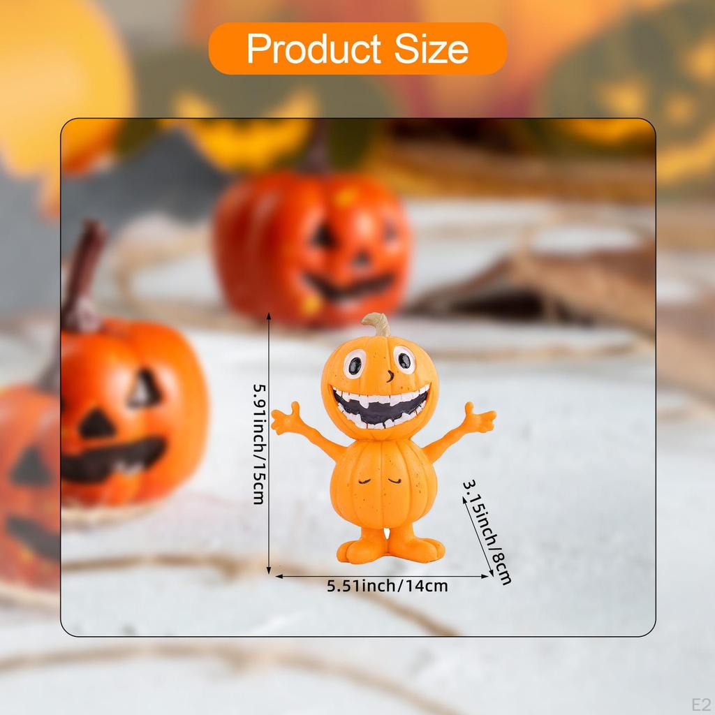5Pcs Halloween Laughing Pumpkin Figure Resin Doll Decoration Versatile Standing Man Figurine