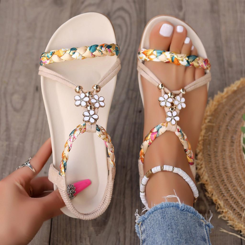 Wedge Heel Sandals For Women Tan Women Shoes Summer Sandals Comfortable Soft Sole Open Toe Bohemian Sandals Talons Femme