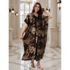 Leopard Print Bronzing Beach Blouse Lapel Turkish Robe High Luxury Dubai Robe Elegant Kaftan