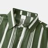 Men's Casual Short Sleeve Button Down Shirt Lightweight Breathable Striped Polo Collar Shirt Suitable for Vacation and Sports Wear