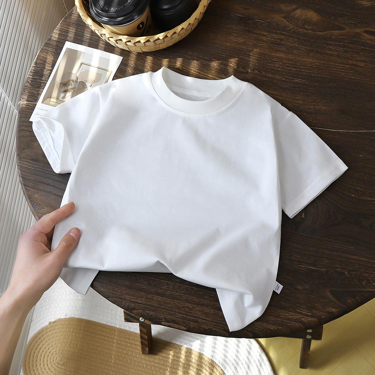 

Детская футболка из 100% хлопка, мягкая, дышащая, летняя, повседневная, белая, красная, черная футболка, летняя детская одежда для девочек 150cm белый