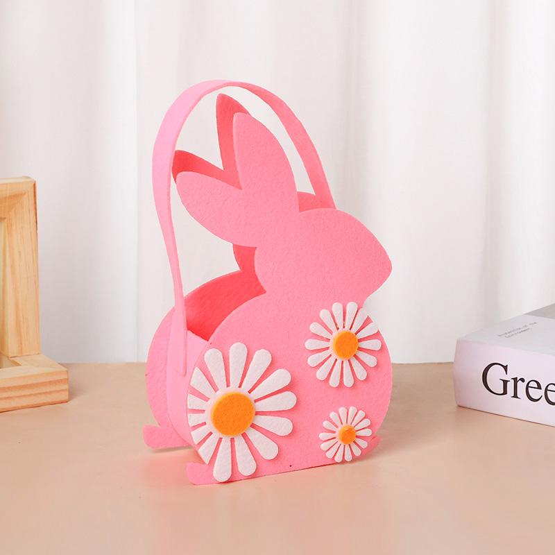 

2026 Easter Bunny Basket, Soft Felt Candy Tote Bag & Gift Storage, Kids Easter Party Decoration & Egg Hunt Game Props Gift Bags one size розовый