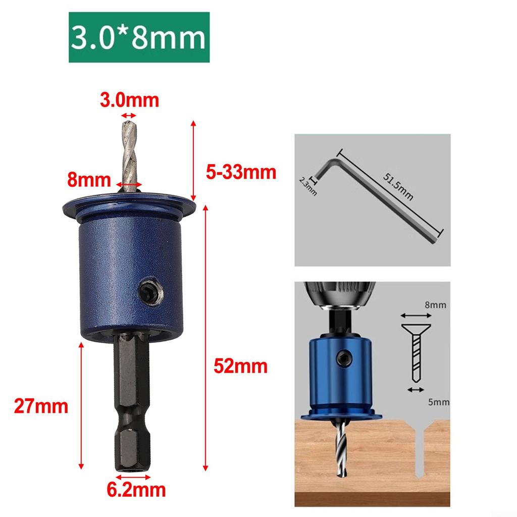 Hex Shank Core Limiter Countersink Drills Shank Drill Bit Hexagon Wrench