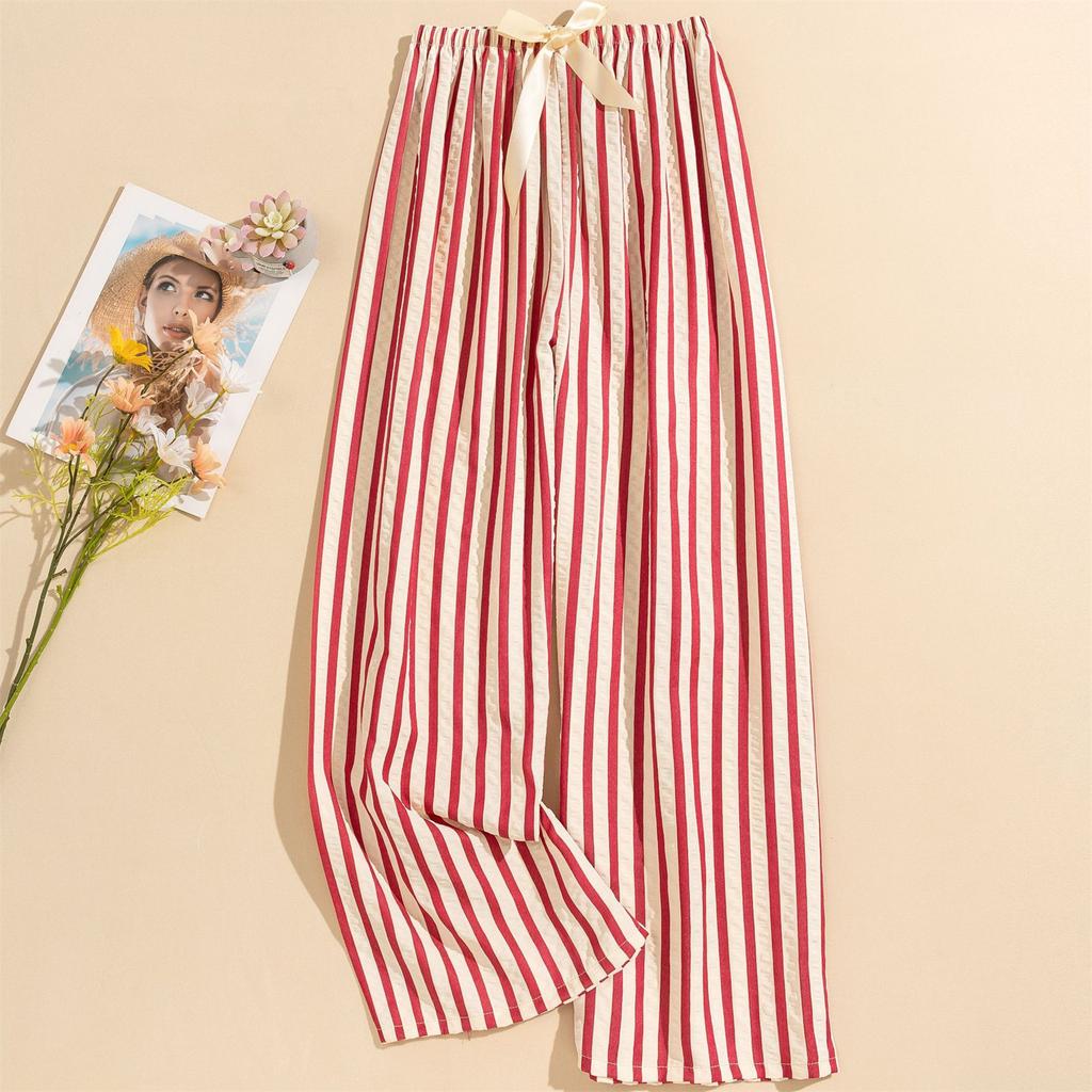 Women's Casual Fashion Sleep Pants Striped Loungewear Pants Wearable As Outerwear High-Waisted Pants