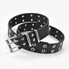 Punk Belt Black PU Leather Belts For Women Double Star Eyelet All-eyelet Jeans