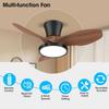LED Ceiling Fans Lamp 85V-265V High Wind Speed Fans Light Metal Casing White Wood Grain Colors for Bedroom Living Room Fan Lamp