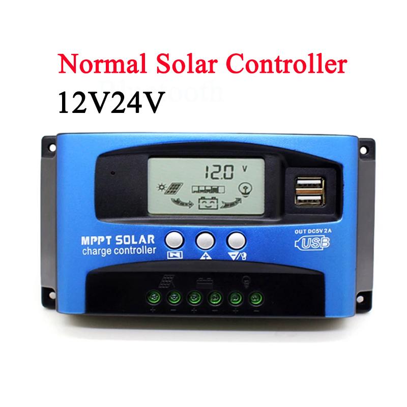 MPPT Solar Charge Controller 30A 40A 50A 60A 100A 12V 24V Auto Dual USB Load Discharger Solar Panel Regulator LCD Display
