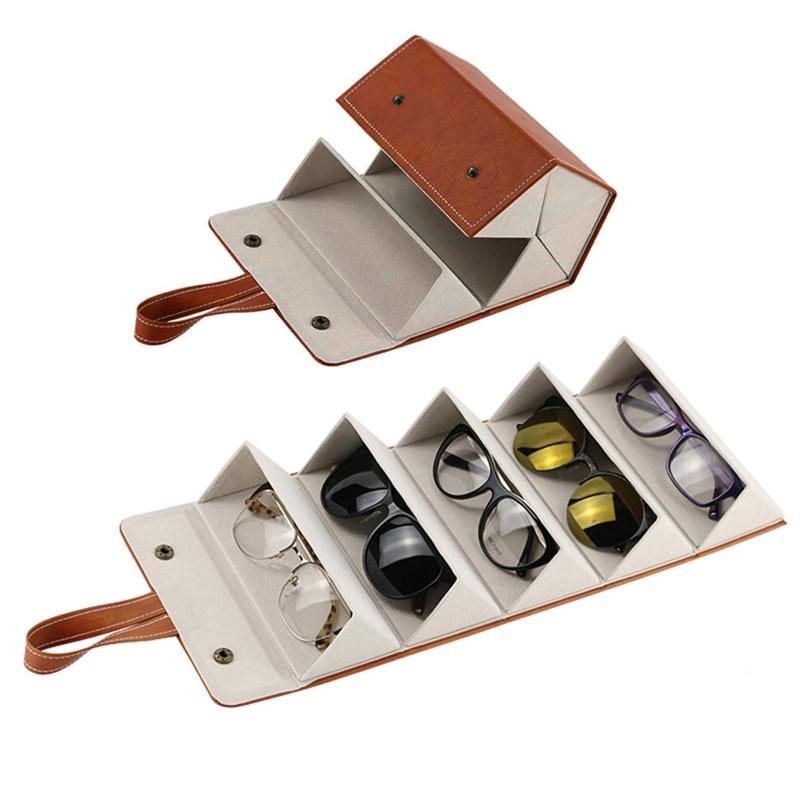 Leather Multi-layer Glasses Box Multi-functional Glasses Storage for Case 5 Slots Travel Glasses Bag Hanging Glasses Fra